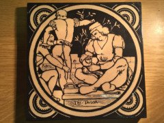 John Moyr Smith for Mintons. A set of eight Shakespearean themed 6" black tiles - Thumbnail 5