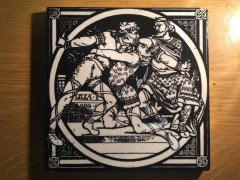 John Moyr Smith for Mintons. A set of eight Shakespearean themed 6" black tiles - Thumbnail 7