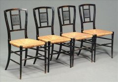 E W Godwin for William Watt. A set of four Anglo-Japanese rush seat chairs - Thumbnail 1