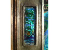 A well executed Arts and Crafts enamelled wall plaque with a Mermaid beckoning a ship - Thumbnail 5