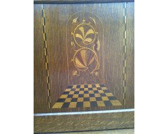 An unusual Arts and Crafts little oak settle - Thumbnail 5