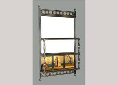An Aesthetic Movement ebonised, mirrored and painted wall shelves - Thumbnail 1