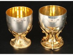 Two silver parcel gilt goblets maker's mark 'HL' in a shield - Thumbnail 1