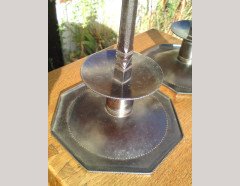 Ernest Gimson for Alfred Bucknell. A rare and important pair of hand formed steel candlesticks - Thumbnail 6