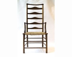 C R Ashbee for Guild of Handicraft. A beech ladderback armchair with a re-rushed seat - Thumbnail 2
