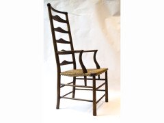 C R Ashbee for Guild of Handicraft. A beech ladderback armchair with a re-rushed seat - Thumbnail 3