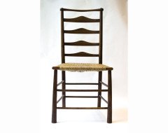 C R Ashbee for Guild of Handicraft. A beech ladderback armchair with a re-rushed seat - Thumbnail 5