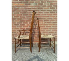 C R Ashbee for Guild of Handicraft. A beech ladderback armchair with a re-rushed seat - Thumbnail 14