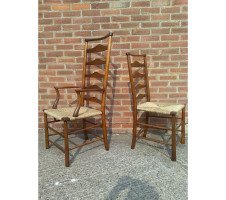 C R Ashbee for Guild of Handicraft. A beech ladderback armchair with a re-rushed seat - Thumbnail 15