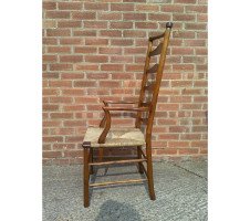 C R Ashbee for Guild of Handicraft. A beech ladderback armchair with a re-rushed seat - Thumbnail 18