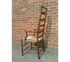 C R Ashbee for Guild of Handicraft. A beech ladderback armchair with a re-rushed seat - Thumbnail 19