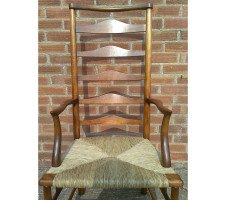 C R Ashbee for Guild of Handicraft. A beech ladderback armchair with a re-rushed seat - Thumbnail 21