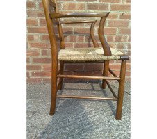 C R Ashbee for Guild of Handicraft. A beech ladderback armchair with a re-rushed seat - Thumbnail 25