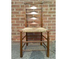 C R Ashbee for Guild of Handicraft. A beech ladderback armchair with a re-rushed seat - Thumbnail 29