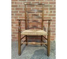 C R Ashbee for Guild of Handicraft. A beech ladderback armchair with a re-rushed seat - Thumbnail 37