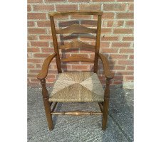 C R Ashbee for Guild of Handicraft. A beech ladderback armchair with a re-rushed seat - Thumbnail 38