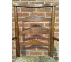 C R Ashbee for Guild of Handicraft. A beech ladderback armchair with a re-rushed seat - Thumbnail 39