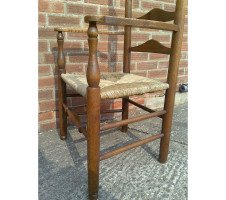 C R Ashbee for Guild of Handicraft. A beech ladderback armchair with a re-rushed seat - Thumbnail 41
