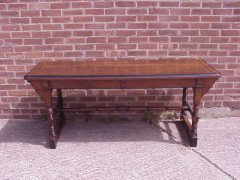 W R Lethaby for Marsh Jones and Cribb. A good two drawer Gothic Revival/Aesthetic library table - Thumbnail 2