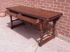 W R Lethaby for Marsh Jones and Cribb. A good two drawer Gothic Revival/Aesthetic library table - Thumbnail 4