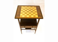 E W Godwin for William Watt. An early mahogany and inlaid single drawer chess table - Thumbnail 3