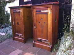Lambs of Manchester. A near pair of superior quality Aesthetic Movement bedside cabinets. - Thumbnail 3