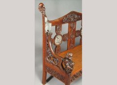 An Arts and Crafts oak and pewter hall bench - Thumbnail 2