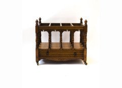 Bruce Talbert for Gillows. A mahogany Canterbury with turned finials and incised uprights - Thumbnail 1