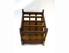 Bruce Talbert for Gillows. A mahogany Canterbury with turned finials and incised uprights - Thumbnail 3