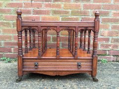 Bruce Talbert for Gillows. A mahogany Canterbury with turned finials and incised uprights - Thumbnail 5