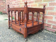 Bruce Talbert for Gillows. A mahogany Canterbury with turned finials and incised uprights - Thumbnail 8