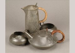 Archibald Knox for Liberty and Co. A Tudric pewter four-piece tea service - Thumbnail 1
