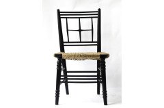 Ford Madox Brown. An ebonized Arts and Crafts single star back Sussex chair - Thumbnail 1