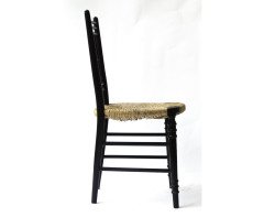 Ford Madox Brown. An ebonized Arts and Crafts single star back Sussex chair - Thumbnail 2