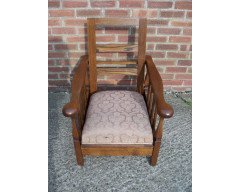 A Sculptural Arts and Crafts Reclining Oak Armchair - Thumbnail 2