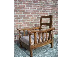 Sculptural Arts and Crafts Reclining Oak Armchair c.1900 - Thumbnail 5