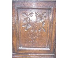 A Gothic Revival oak buffet with stylised floral carving to the top - Thumbnail 5