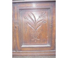 A Gothic Revival oak buffet with stylised floral carving to the top - Thumbnail 6