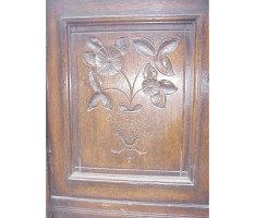 A Gothic Revival oak buffet with stylised floral carving to the top - Thumbnail 7
