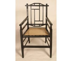 An Anglo-Japanese ebonised cane armchair - Thumbnail 1