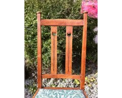 A set of four Arts and Crafts oak dining chairs covered in Morris and Co fabric - Thumbnail 6