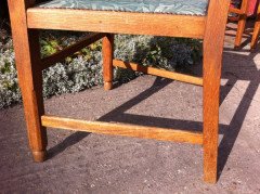 A set of four Arts and Crafts oak dining chairs covered in Morris and Co fabric - Thumbnail 12