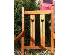 A set of four Arts and Crafts oak dining chairs covered in Morris and Co fabric - Thumbnail 14