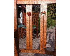 A set of four Arts and Crafts oak dining chairs covered in Morris and Co fabric - Thumbnail 15