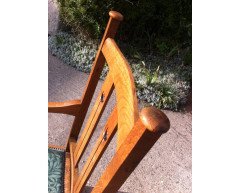 A set of four Arts and Crafts oak dining chairs covered in Morris and Co fabric - Thumbnail 17