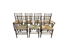 Philip Webb for Morris and Co. A set of seven Classic Arts Crafts Sussex chairs - Thumbnail 1