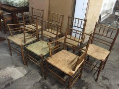 Philip Webb for Morris and Co. A set of seven Classic Arts Crafts Sussex chairs - Thumbnail 2