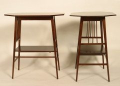H W Batley for Jas Shoolbred. A rare pair of octagonal Anglo-Japanese side tables - Thumbnail 1