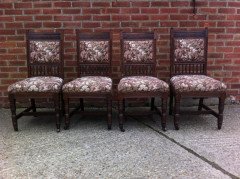 Two sets of four oak dining chairs and a similar pair the design attributed to E.W.Godwin - Thumbnail 5