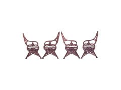 Coalbrookdale, The Lily Pad design. A pair of cast iron benches with fine fern leaf detailing - Thumbnail 1